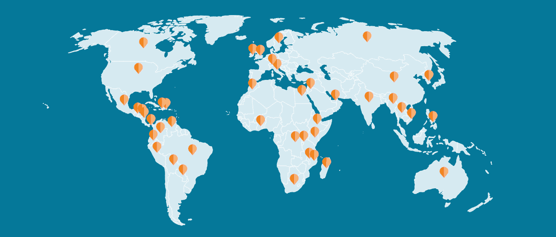 Map with travel routes